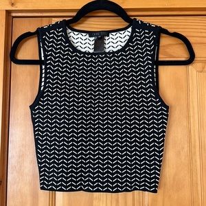 INTERMIX Black and White Chevron Crop Top